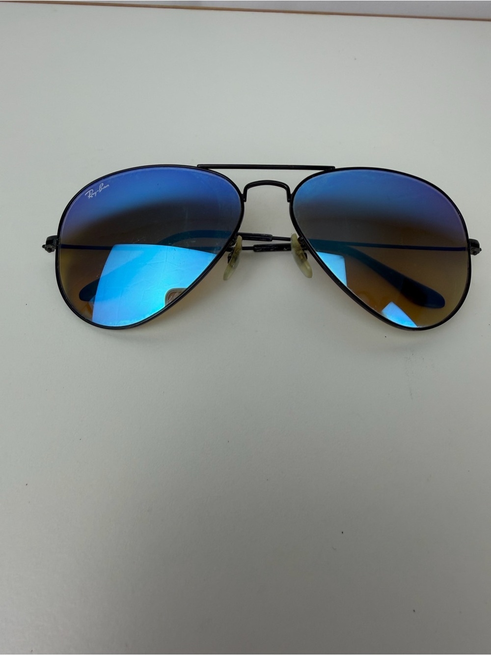 Ray-Ban RB3025 Aviator Sunglasses Black Blue Flash Mirror Gradient